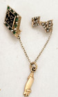 Vintage 10k Gold Kappa Delta K   Sorority Badge Pin - Emeralds   Pearls