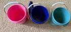 Lot Of 3 Lowe   s Mini Buckets W  Lids Blue  Pink  And Teal  Htf  Free Shipping 