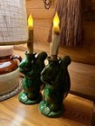 Rowe Pottery Bob Timberlake Old Salem Collection Squirrel Candlesticks Pair Usa