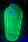 Rare Vintage Green Uranium Vasoline Glass Seltzer Bottle Las Leonas Lima Peru    