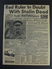 Vintage Newspaper Headlines moscow Ussr Soviet Union President Stalin Dead  1953