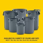 Rubbermaid Commercial Fg265500gray Brute Trash Can  Round  55 Gal Capacity  26