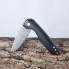 Folding Knife  Damascus Steel Blade  Wooden Handle  Camping Outdoor Pocket Knife