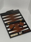 Vintage Backgammon Game Marbled Arctic White   Chocolate Checkers Complete