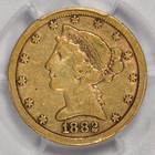 1882-cc  5 Gold Liberty Half Eagle Carson City    Pcgs Vf20 