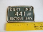 Vintage Rare 1965 Gary Indiana Bicycle License Plate  441 Schwinn Huffy       A9
