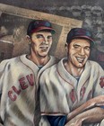 Vtg Cleveland Indians Baseball Print Poster Bob Feller Jim Hegan Scilibia Artist