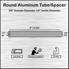 Aluminum Spacer-tubing- 5 8  Od X 1 4  Id X 8  Long--fits M6 Or 1 4  Bolts