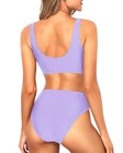 Tempt Me Women Lavender Purple Sporty Bikini Set Two Piece High Waisted Swims   