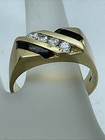 Vintage Handmade Solid 13k Yellow Gold Channel Set White Cz Men   s Band Ring 6 5g