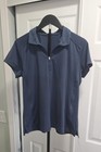 Slazenger Womens M Blue Polyester Quarter Zip Short Sleeve Golf Polo Shirt