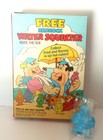 Post Fruity Pebbles Cereal Empty Flat Box   Blue Fred Water Squirter sealed