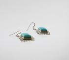 Vintage Native American Navajo Victor Chee Turquoise   Sterling Silver Earrings