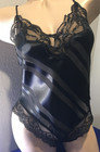 Vtg Maidenform Black Lace Satin Teddy Lingerie S