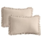 Ruffled Pillow Shams Size Set Of 2  Shabby Farmhouse Pillow Queen Linen Feel