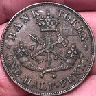 1850 Bank Of Upper Canada Half Penny Token - Xf   extra Fine  Condition