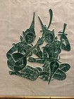 Vintage Temple Rubbing Rice Paper Brown 2 Thai Musicians Framed Wall Hanging