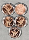 Classic Us Coinage Designs 1 Oz  999 Fine Copper Avdp Round Lot - 5 Pieces