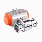 1-1 2   Single Acting Tri-clamp Sanitary Pneumatic Ball Valve 2-way Ss304 Nc