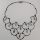 Vintage Taxco Modernist Silver Teardrop Bib Necklace From Los Ballesteros 88g