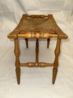 Vintage Mcm Maple Wooden Chair Bench Stool Woven Rush Seat Farmhouse Appeal