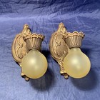 Pair Antique Riddle Art Deco Sconces Polychrome Finish 92e