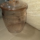 Planters Mr Peanut Pink Depression Glass Barrel Jar 10  Tall With Lid