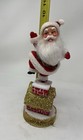 Vintage Flocked Santa On Red Brick Chimney With Gold Glitter
