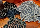 Vintage Applique Velvet Large Flower Leaves 4x5  Glass Beads 1pc Made In Usa