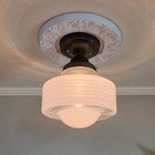Antique Vintage 1940 s 1950 s Art Deco Glass Globe Shade Ceiling Light Lamp 