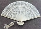 Antique Chinese Carved Folding Hand Fan 19 - 20th Century W box