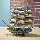 Flying Cloud  Large Wooden Tall Ship Model With Cloth Sails Maritime Display