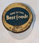 Antique Vintage  one Of The Best Foods  Embossed Glass Jar   Original Lid