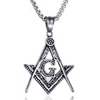 Mendel Mens Freemason Masonic Lodge Pendant Necklace Stainless Steel Silver Men