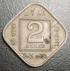 1935  c  British India 2 Annas Square Shape Coin Calcutta George V Km 516 