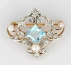2 4ct Princess Lab Created Aquamarine Women s Brooch Pin 14k Yellow Gold Finish
