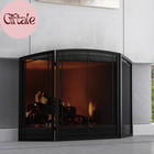 48 Inch Modern Fireplace Screen 3 Panel Black Metal Spark Guard Cover