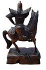 Chinese Warrior On Horse 12  Tall Wood Carving Made In  Vietman Some Damage