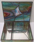 Vintage Multi Colored Handmade Stained Glass Jewelry Trinket Box