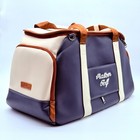 Malbon Golf Boston Bag Travel Duffel Bag Sports Navy Blue Brown