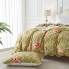Mixinni Duvet Cover Full Size  Long Staple Cotton Reversible Green Floral Duv   