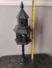 Vintage Victorian Wooden black With Gold Trim Birdhouse Perch