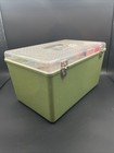 Large Avocado Green Wilson Wil-hold Sewing Box Clear Hard Plastic Top  2 Trays