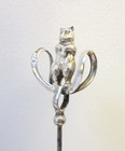Antique Hatpin Silver Bear And Loops Pearce   Thompson