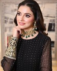 Women s Embroidered Gown Pant Dupatta Set Indian Wedding Party Wear Dress