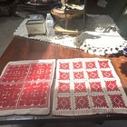 Vintage Textile Embroidered Crochet Folk Art Silk   Pillow Covers Case Pair Set