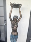 Bronze Painted Solid Resin Mermaid Statue Lamp 5 Feet Tall Vintage