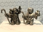 Vintage Noahs Ark Hudson Pewter Noah And Wife Figurines 80s Made In Usa