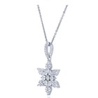 Sterling Silver  925 Cz Cubic Zirconia Fashion Snow Flake Star Pendant Necklace