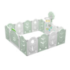 14 Panel Folding Playpen With Game Wall  Basketball Hoop    Locking Door green 
